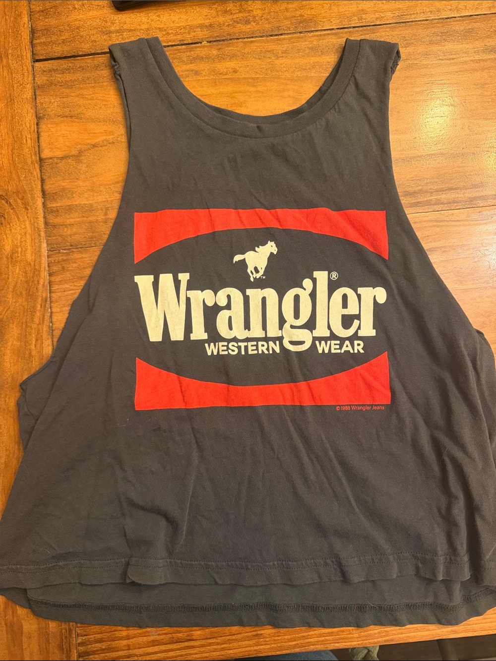 Wrangler Black Tank Top with Red and Cream Logo